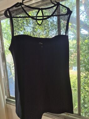 torrid Black Mesh Yoke Tank Top
